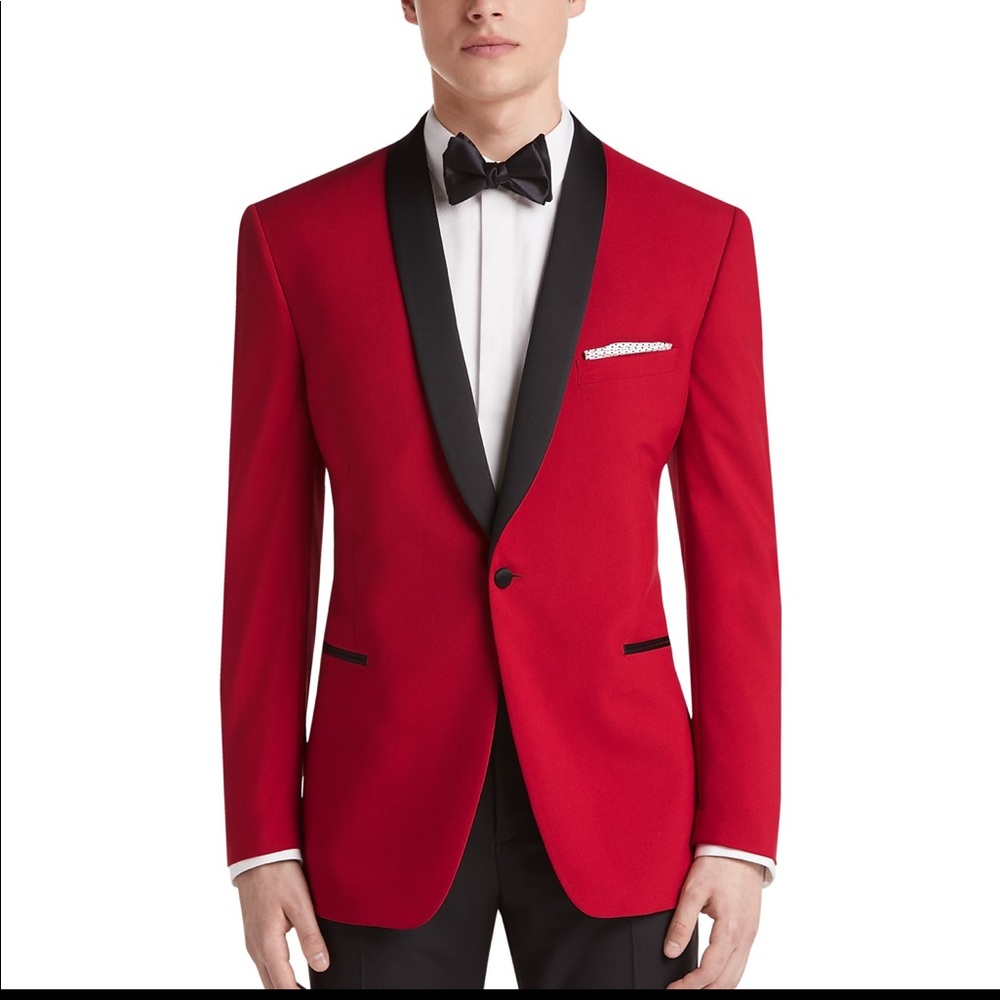 🔥 Egara Slim Fit Shawl Lapel Dinner Jacket, Red